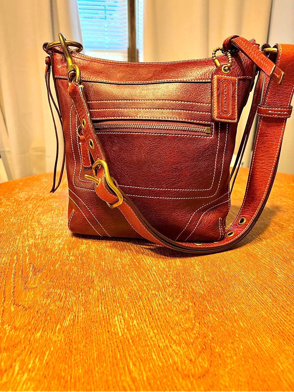 Coach Leather Hobo Bag in Red